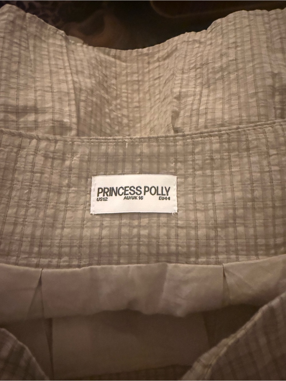 Princess Polly Neutral Beige Plaid skirt